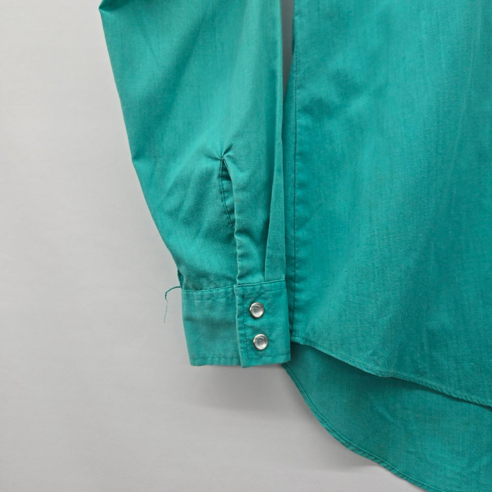 ELY Country Charmers Turquoise Embroidered Western Pearl Snap Shirt - Size L