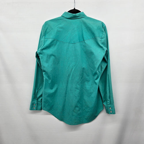 ELY Country Charmers Turquoise Embroidered Western Pearl Snap Shirt - Size L