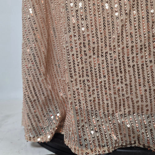 UNITHORSE Rose Gold Sequin Maxi Dress V-Neck Formal Evening Gown - Size 1-2XL NWT