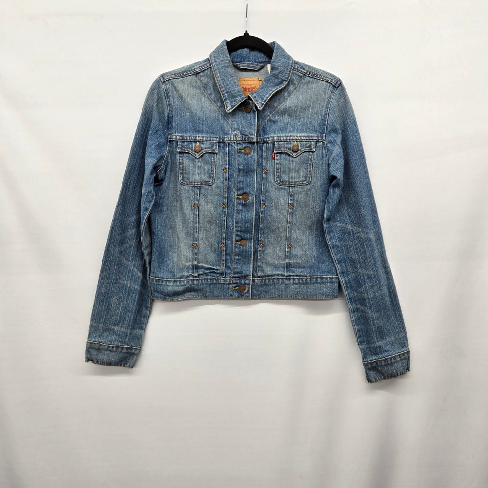 Levi’s Women’s Blue Denim Trucker Jacket Stretch Cotton Button Front - Size L