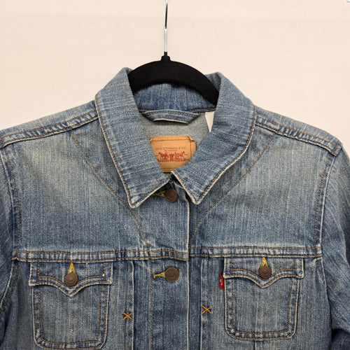 Levi’s Women’s Blue Denim Trucker Jacket Stretch Cotton Button Front - Size L