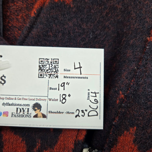 Marc Cain 100% Virgin Wool Abstract Moto Jacket Rust Brown - Size 4