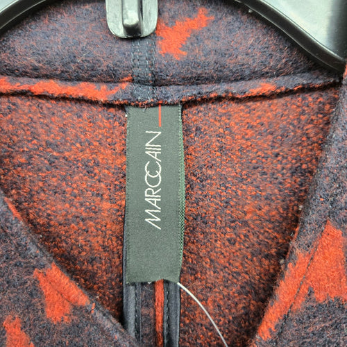 Marc Cain 100% Virgin Wool Abstract Moto Jacket Rust Brown - Size 4