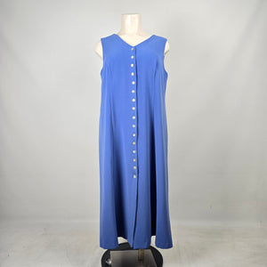 Coldwater Creek Blue Button Front Sleeveless Maxi Dress  - Size 22W
