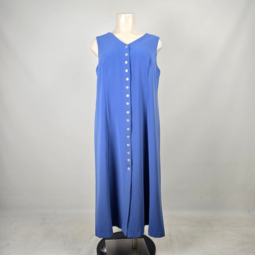 Coldwater Creek Blue Button Front Sleeveless Maxi Dress  - Size 22W
