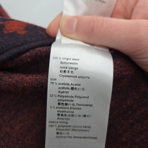 Marc Cain 100% Virgin Wool Abstract Moto Jacket Rust Brown - Size 4