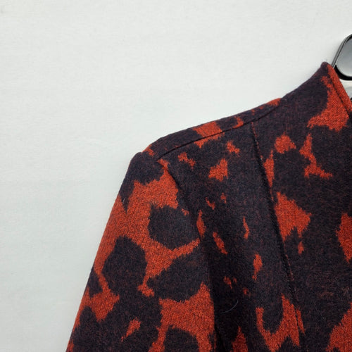 Marc Cain 100% Virgin Wool Abstract Moto Jacket Rust Brown - Size 4