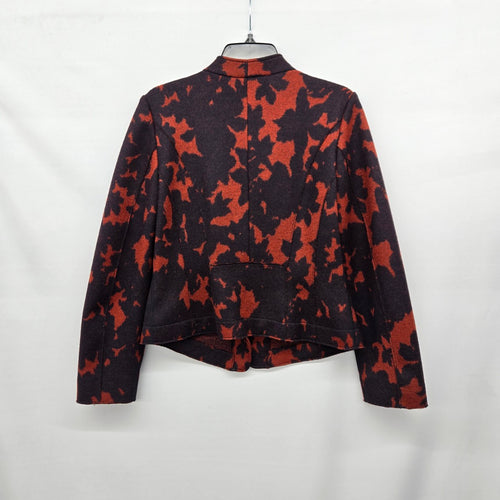 Marc Cain 100% Virgin Wool Abstract Moto Jacket Rust Brown - Size 4