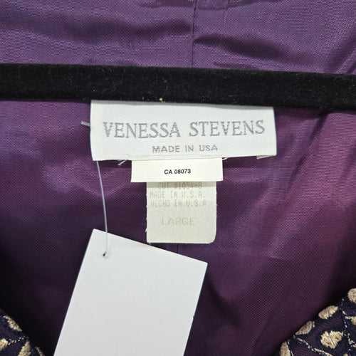 Vintage Venessa Stevens Black Gold Embroidered Cropped Jacket - Size L