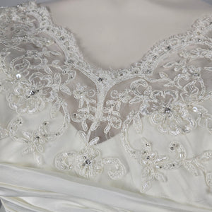 Jasmine Ivory Wedding Dress Bridal Gown Lace Beaded Corset Back Train - Size 16