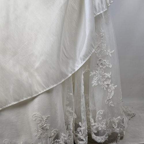 Jasmine Ivory Wedding Dress Bridal Gown Lace Beaded Corset Back Train - Size 16