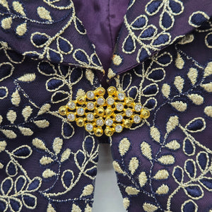 Vintage Venessa Stevens Black Gold Embroidered Cropped Jacket - Size L