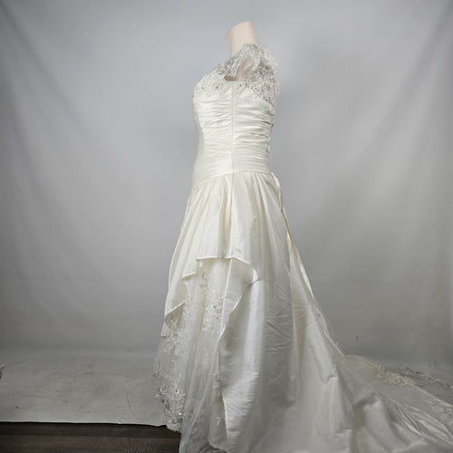 Jasmine Ivory Wedding Dress Bridal Gown Lace Beaded Corset Back Train - Size 16