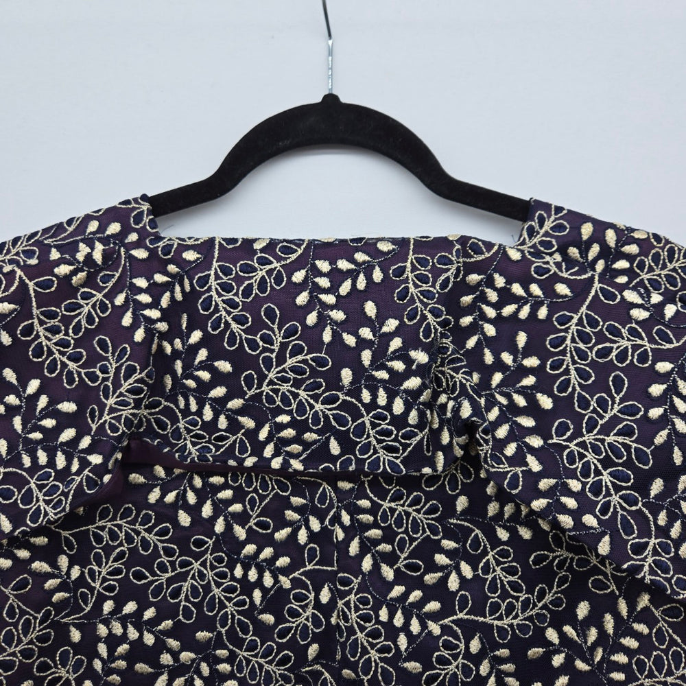 Vintage Venessa Stevens Black Gold Embroidered Cropped Jacket - Size L