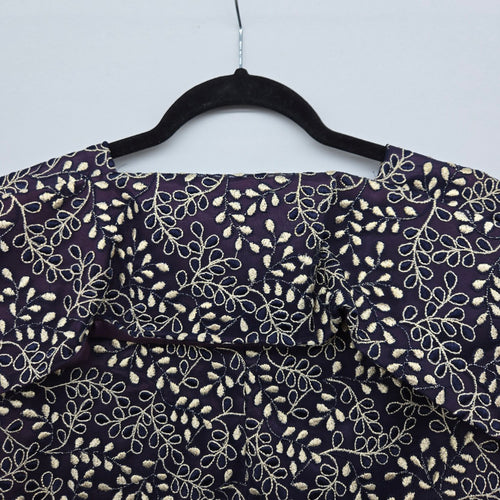 Vintage Venessa Stevens Black Gold Embroidered Cropped Jacket - Size L