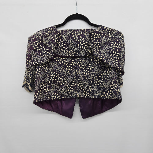 Vintage Venessa Stevens Black Gold Embroidered Cropped Jacket - Size L