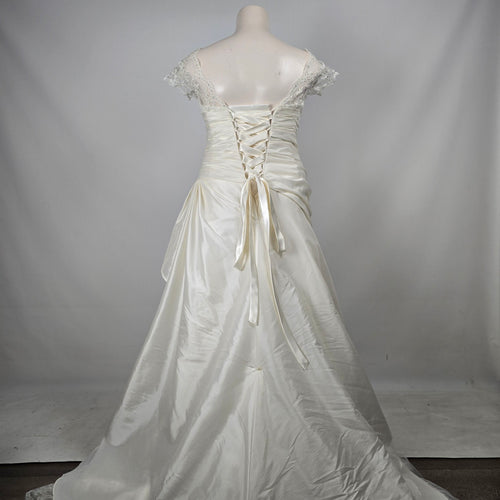 Jasmine Ivory Wedding Dress Bridal Gown Lace Beaded Corset Back Train - Size 16