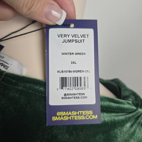 Smash + Tess Very Velvet Jumpsuit Winter Green  Collab Edition - Size 2XL NWT