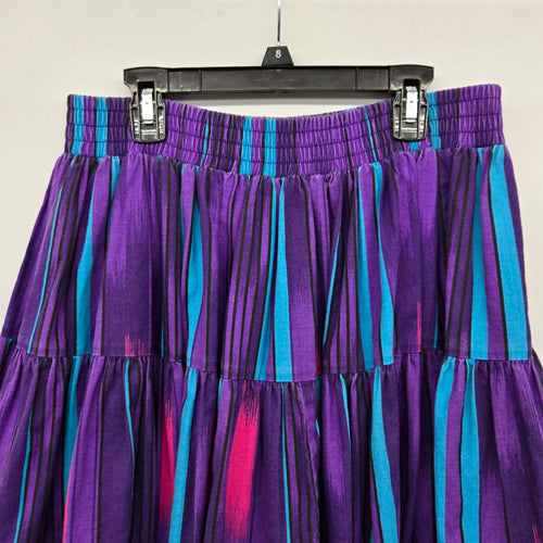 Vintage Square Up Fashions Purple Square Dancing Tiered Ruffle Cotton Skirt Size S