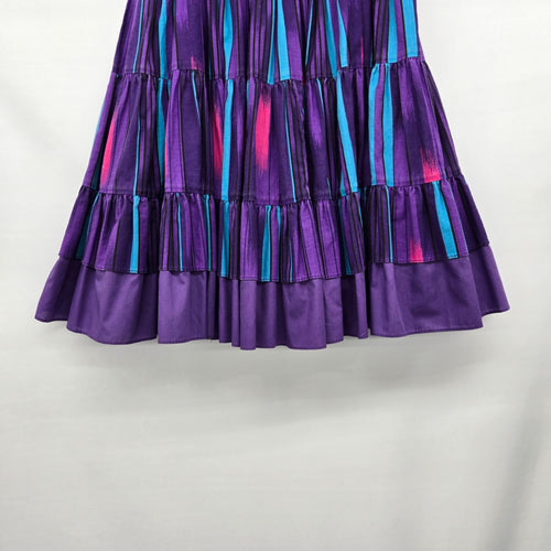 Vintage Square Up Fashions Purple Square Dancing Tiered Ruffle Cotton Skirt Size S