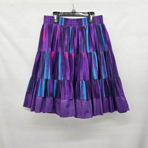 Vintage Square Up Fashions Purple Square Dancing Tiered Ruffle Cotton Skirt Size S