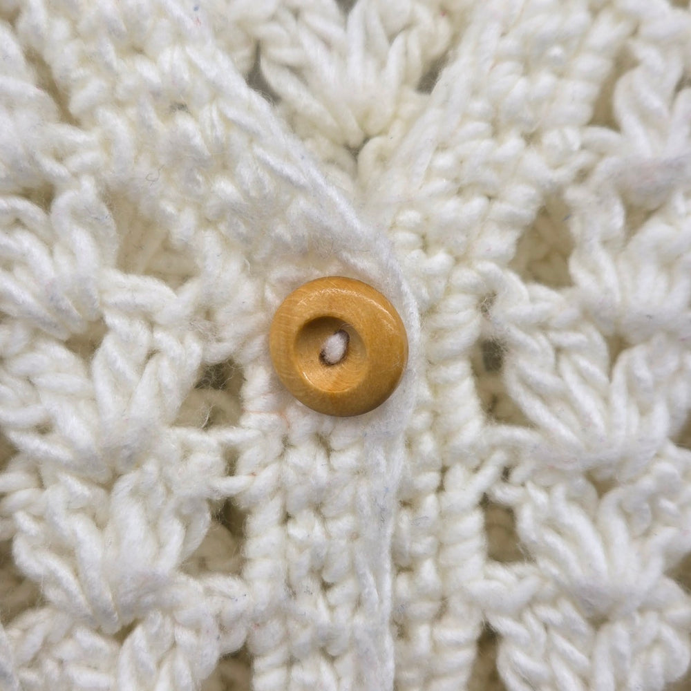 Vintage Barbra Sue Cream Crochet Knit Button Front Sweater Vest - Size S/M