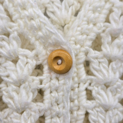 Vintage Barbra Sue Cream Crochet Knit Button Front Sweater Vest - Size S/M