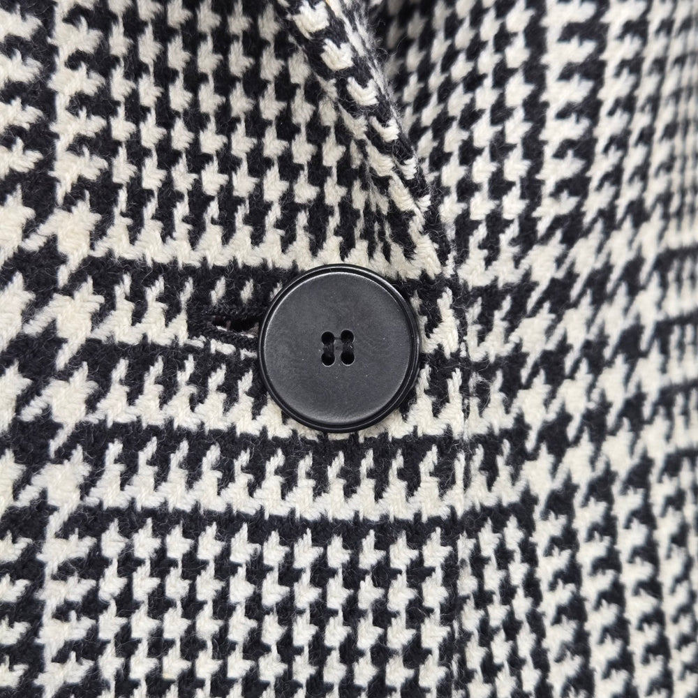 Anne Klein 100% Wool Houndstooth Plaid Blazer Jacket Black Cream - Size L