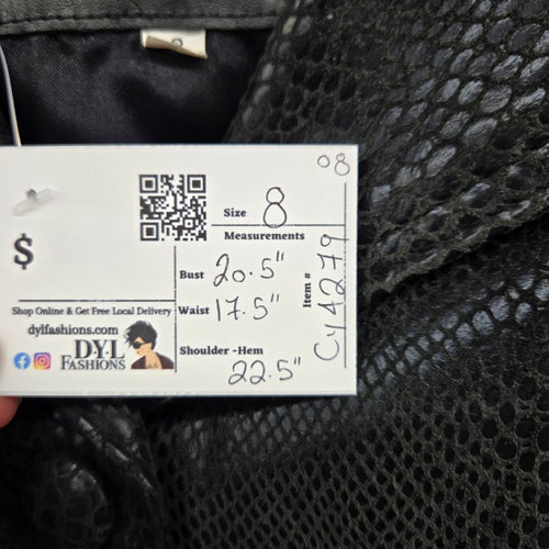 The Leather Ranch Black Reptile Embossed Leather Blazer Jacket - Size 8