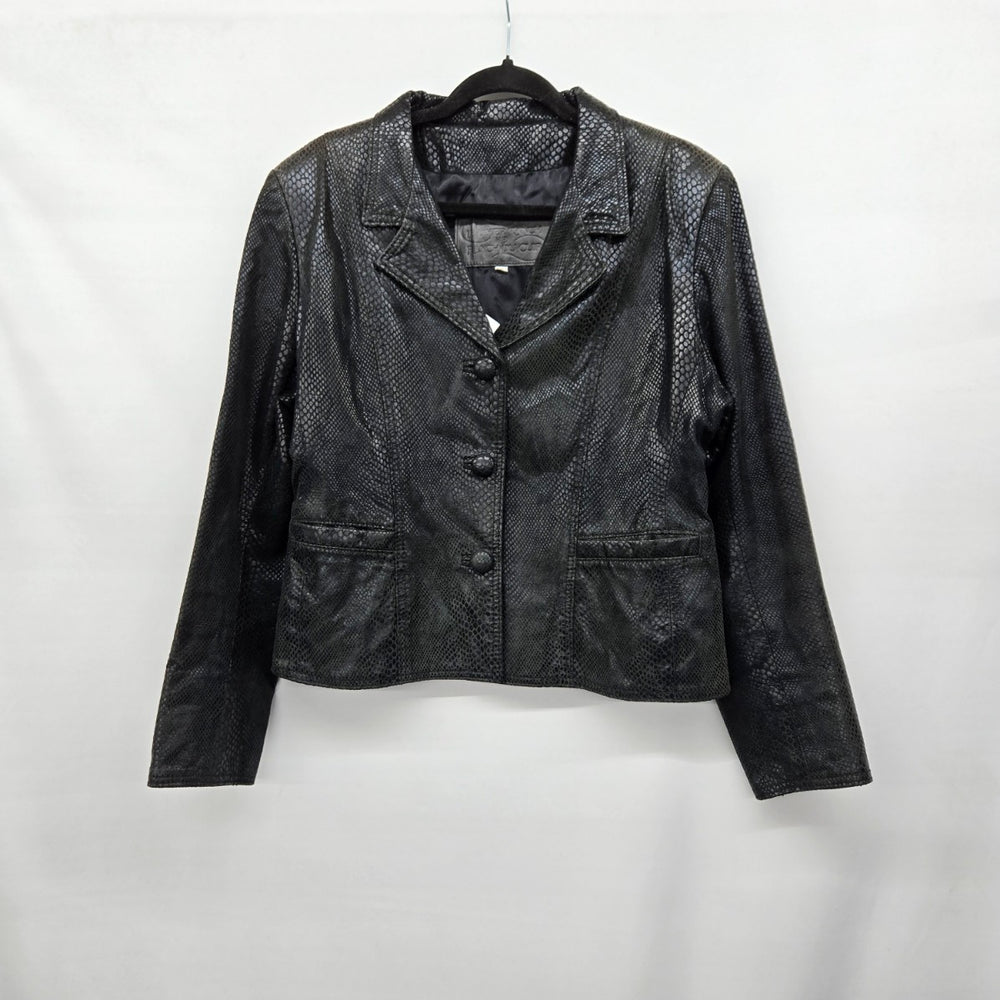 The Leather Ranch Black Reptile Embossed Leather Blazer Jacket - Size 8