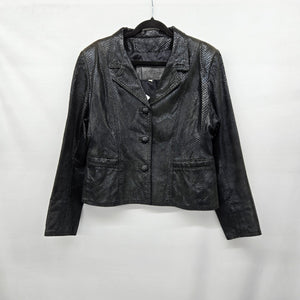 The Leather Ranch Black Reptile Embossed Leather Blazer Jacket - Size 8