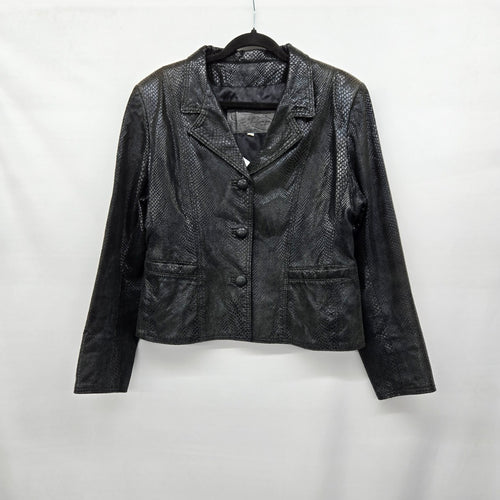 The Leather Ranch Black Reptile Embossed Leather Blazer Jacket - Size 8