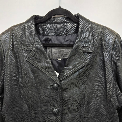 The Leather Ranch Black Reptile Embossed Leather Blazer Jacket - Size 8