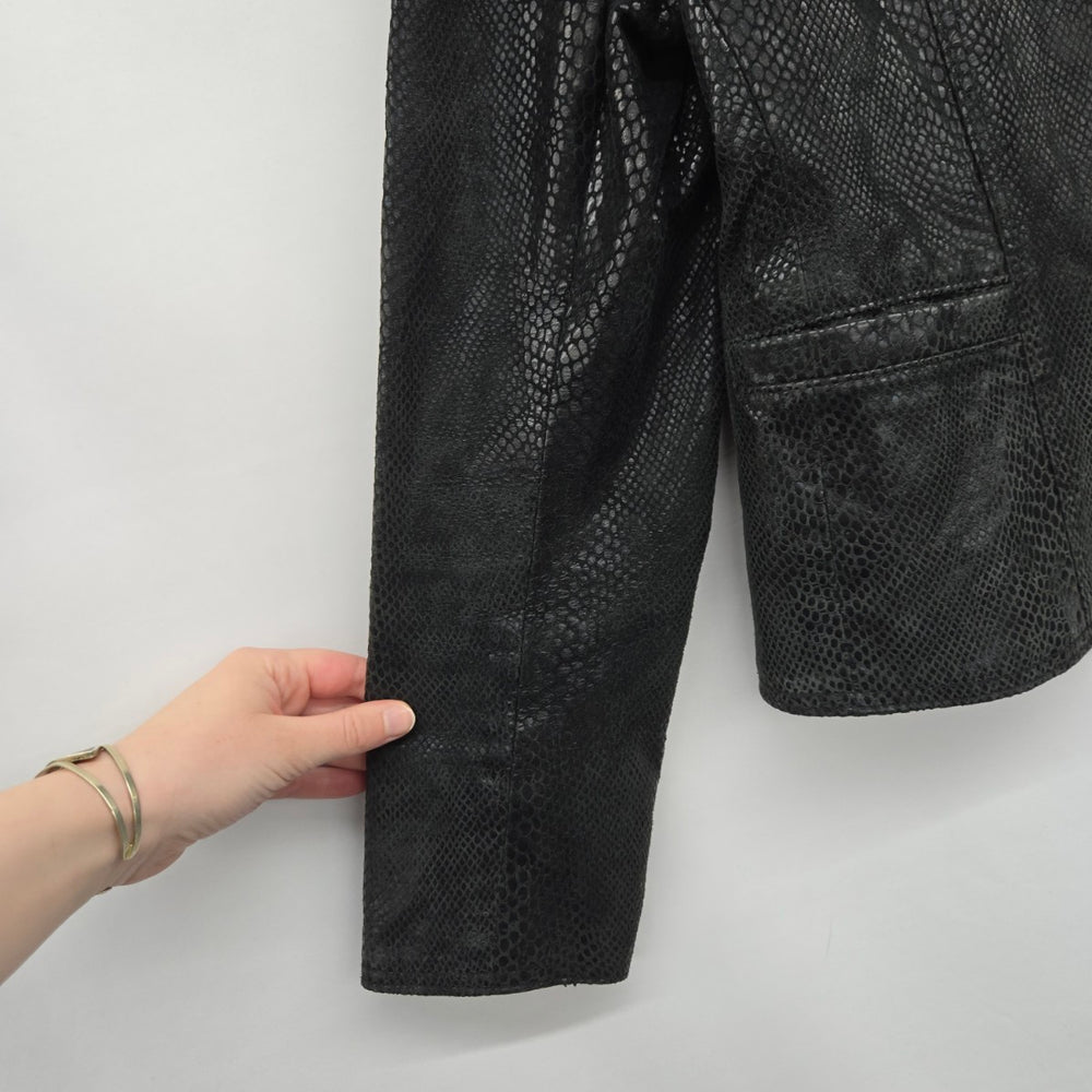 The Leather Ranch Black Reptile Embossed Leather Blazer Jacket - Size 8