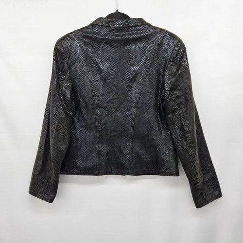 The Leather Ranch Black Reptile Embossed Leather Blazer Jacket - Size 8