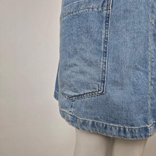 Free People We The Free High Roller Skirtall Light Wash Blue - Size M