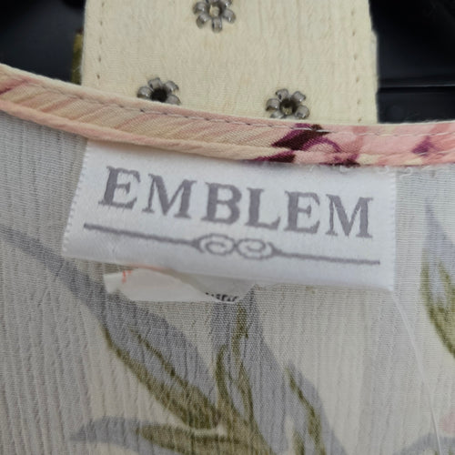 Vintage Emblem Floral Belted Midi Dress - Size M