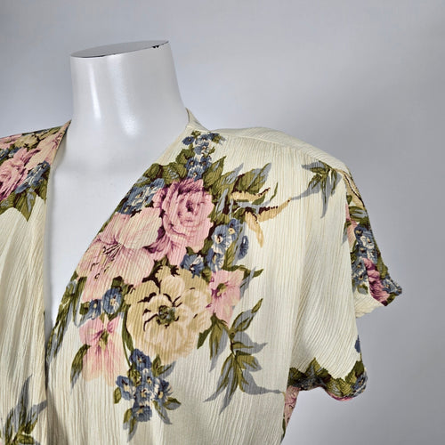 Vintage Emblem Floral Belted Midi Dress - Size M