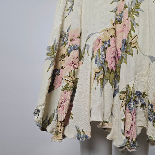 Vintage Emblem Floral Belted Midi Dress - Size M