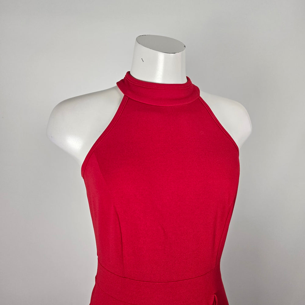 Woosea Red Halter Neck Ruffle Maxi Event Dress - Size M