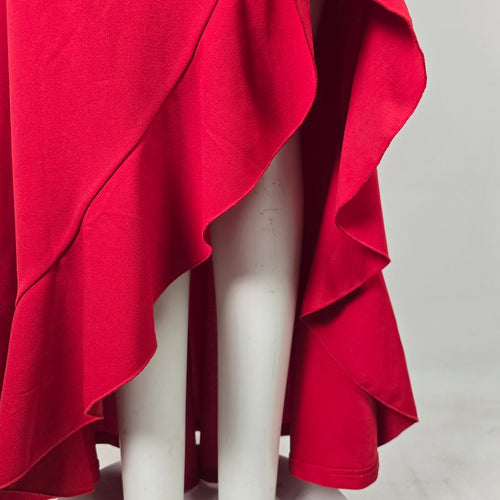 Woosea Red Halter Neck Ruffle Maxi Event Dress - Size M