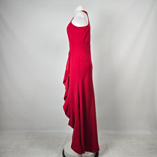 Woosea Red Halter Neck Ruffle Maxi Event Dress - Size M