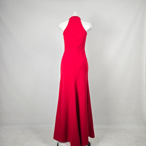Woosea Red Halter Neck Ruffle Maxi Event Dress - Size M
