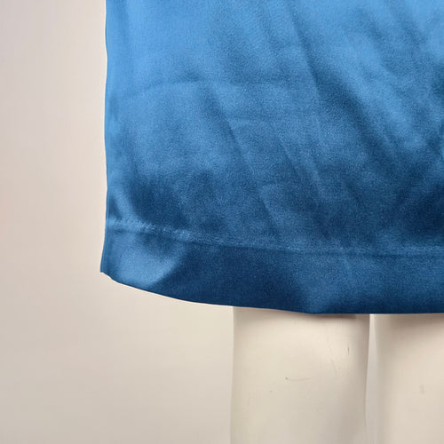 Le Château Teal One Shoulder Ruched Satin Cocktail Dress - Size S