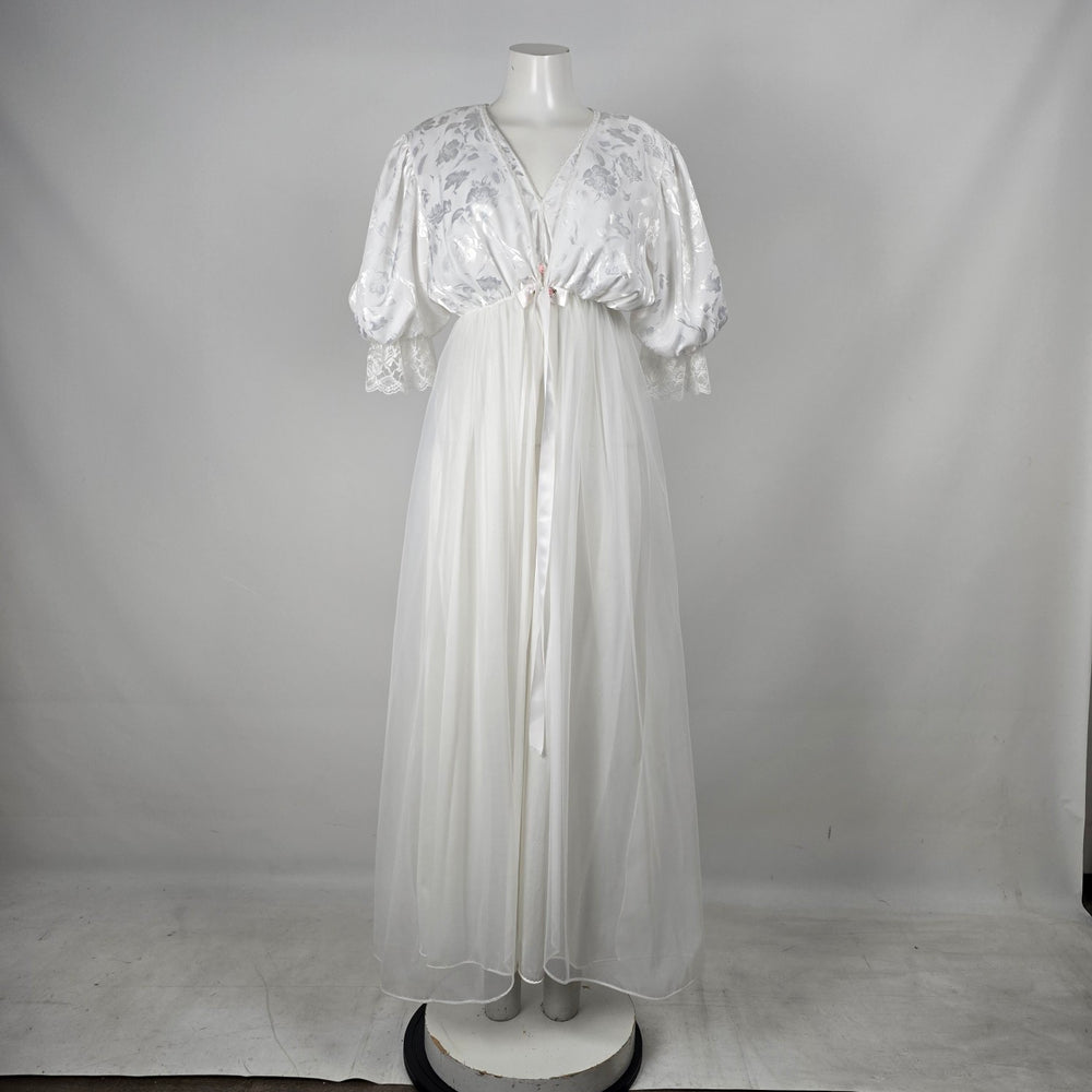 Vintage Lov'Lee White Bridal Peignoir Robe & Nightgown Set - Size S
