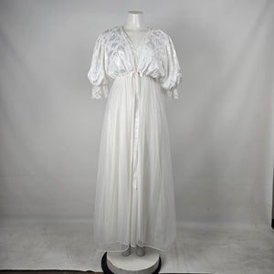 Vintage Lov'Lee White Bridal Peignoir Robe & Nightgown Set - Size S