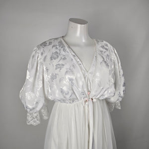 Vintage Lov'Lee White Bridal Peignoir Robe & Nightgown Set - Size S
