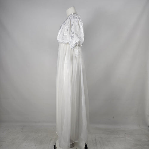 Vintage Lov'Lee White Bridal Peignoir Robe & Nightgown Set - Size S