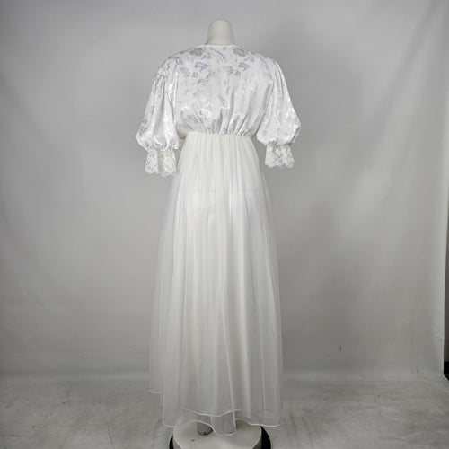 Vintage Lov'Lee White Bridal Peignoir Robe & Nightgown Set - Size S