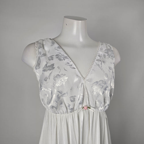Vintage Lov'Lee White Bridal Peignoir Robe & Nightgown Set - Size S